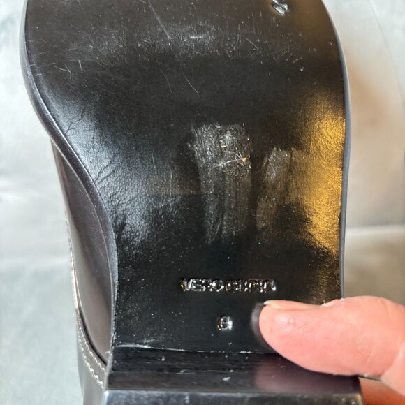 Santorini Suede Black Leather Heel Ankle Boot Size 10 1/2 M - Picture 8 of 10